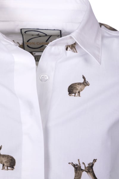 Girls Printed Shirt - Wistow - Hare White