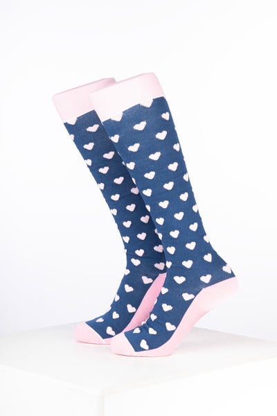 Calcetines de montar para mujer con diseño de corazón y tejido de bambú. - Corazón Mezclilla