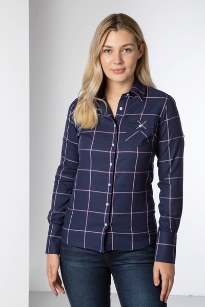 Ladies Hannah Country Shirt - Laura Tweed - Laura Navy