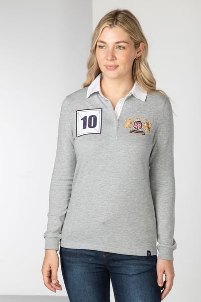 Ladies Rugby Shirt - Cropton Plain - Marl Grey