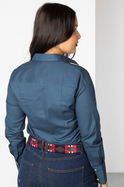 Einfarbiges Country-Hemd für Damen - Hannah - Denim