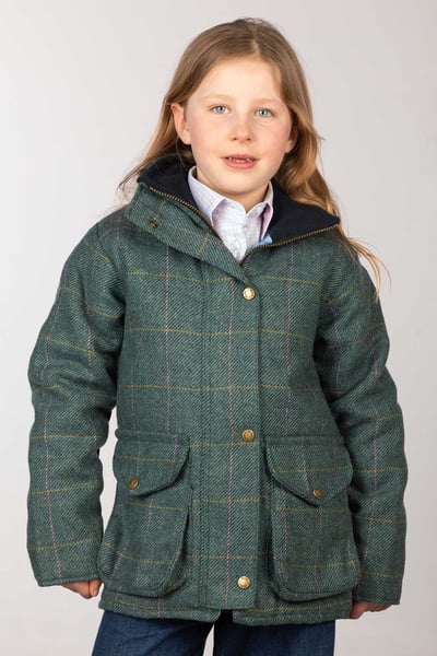 Mädchen-Tweed-Jacke – Wrelton - Denim-Tweed