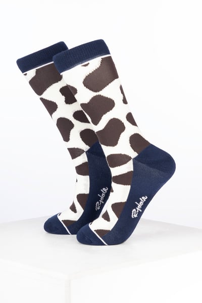 Damen-Knöchelsocken aus Bambusmaterial mit Kuhmuster - Kuh Creme/Braun