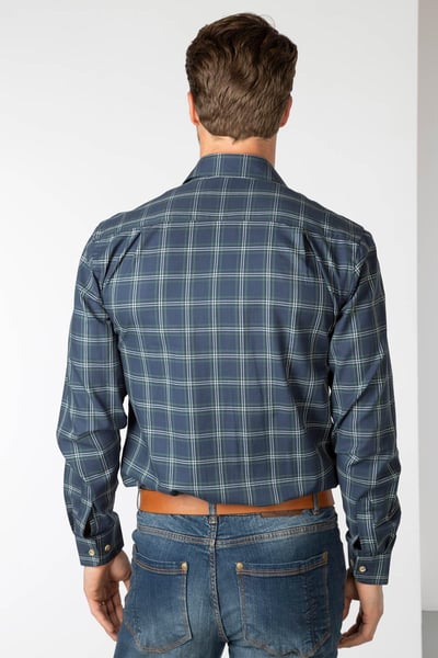 Men's Country Checked Shirt - Wetwang - Green/Navy