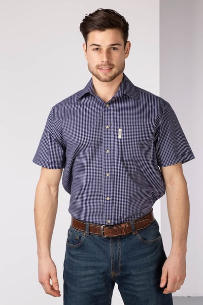 Men's Short Sleeved Checked Shirts - Helmsley Check