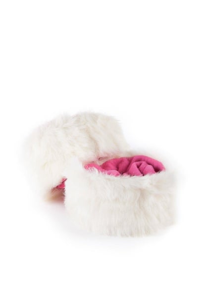 Ladies Fur Boot Liners - White/Candy