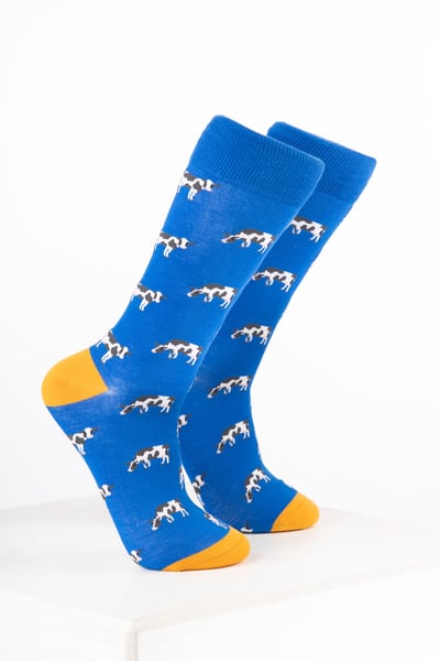 Men’s Cow Ankle Socks - Cow Blue
