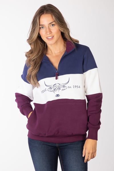 Ladies Sweatshirt - Byland - Cow Berry/White/Denim