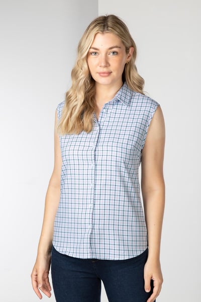 Ladies Hannah Sleeveless Country Shirt - Ellie II - Blue