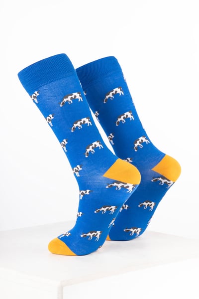 Men’s Cow Ankle Socks - Cow Blue