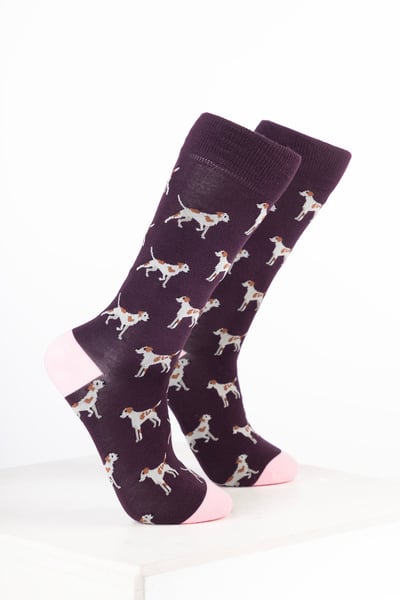 Women’s Bamboo Rich Dog Ankle Socks - Pointer Dark Berry