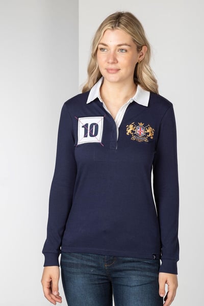 Ladies Rugby Shirt - Cropton Plain - Navy