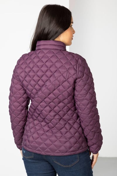 Ladies Diamond Quilt Padded Jacket - Runswick - Berry