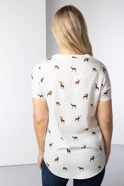 Ladies Short Sleeve Blouse - Wistow - Deer