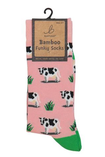 Ladies Bamboo Funky Socks - Grazing Cow