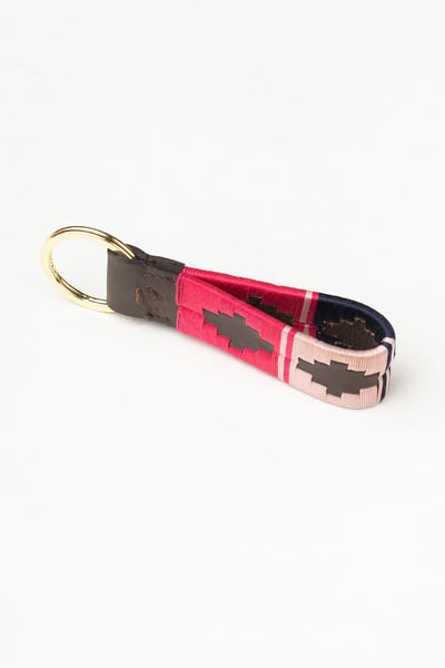 Leather Loop Polo Keyring - Askwith - Bonbon/Navy/Sorbet
