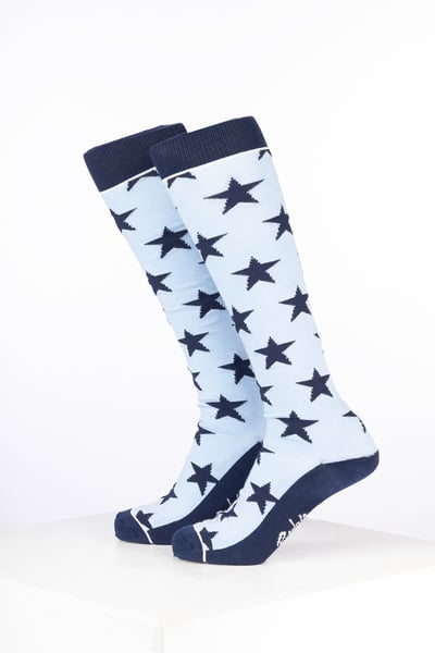 Damen-Reitsocken aus Bambus mit Sternenmuster - Stern Sanftes Blau/Marineblau