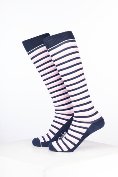 Women’s Bamboo Rich Striped Riding Socks - Stripes Navy/Soft Pink