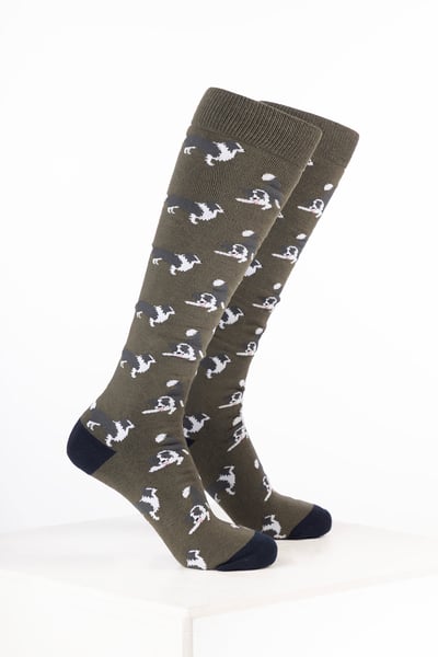 Herren-Gummistiefelsocken für Hunde - Border Collie Dunkeloliv