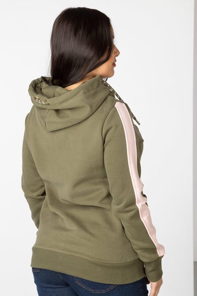 Women's Striped Loungewear Hoody - Arram - Khaki