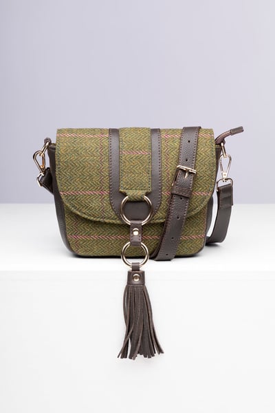 Bolso bandolera de tweed para mujer - Helmsley - Verde oscuro