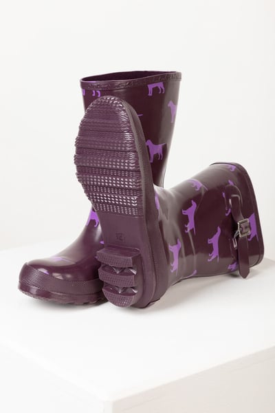 Ladies Mid Calf Wellies - Ripon - Wagging Dog Purple
