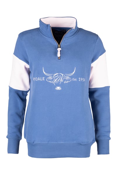Sweat-shirt femme Highland Cow - Byland - Vache des Highlands bleu moyen/bleu pâle