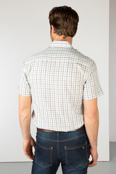 Men's Short Sleeved Check Shirts - Lockington Navy/Blue