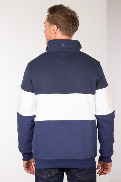 Men's Plain Sweatshirt - Byland - Navy/White/Denim