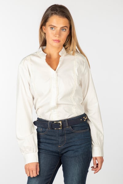 Ladies Collarless Shirt - Ivy - Cream