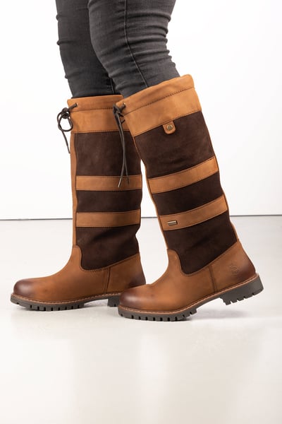 Botas altas de piel para mujer - Tullymore - Bronceado oscuro