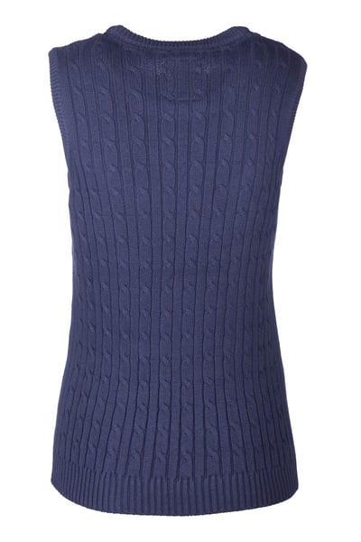 Ladies Crew Neck Cable Knit Vest - Emma - Navy