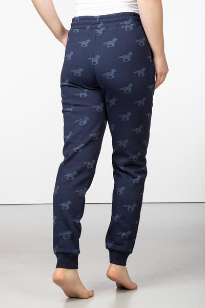 Gewebte Loungewear-Jogginghose für Damen - Arram - Galoppierendes Pferd Navy