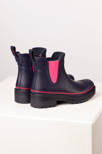 Ladies Short Wellies - Ripon - Navy/Bonbon