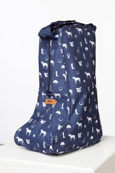 Wellington Boot Bags - Horse Print Navy