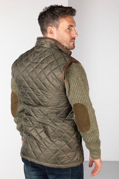 Men's Quilted Waistcoat - Harpham - Dark Olive
