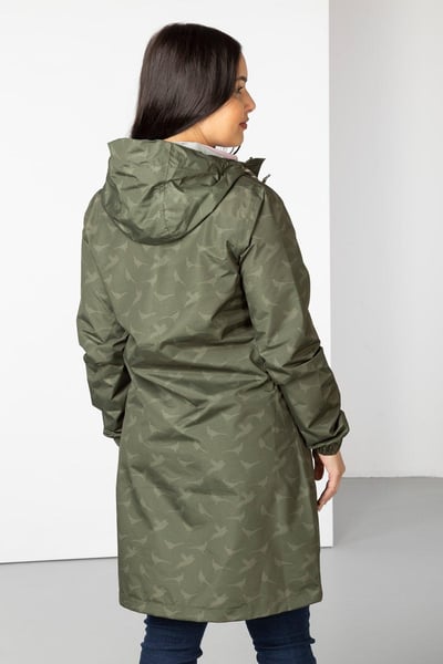 Ladies 3/4 Length Waterproof Jacket with Hood - Khaki Pheasant