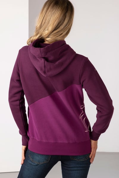 Diagonaler Overhead-Kapuzenpullover für Damen - Zwetschge/Beere