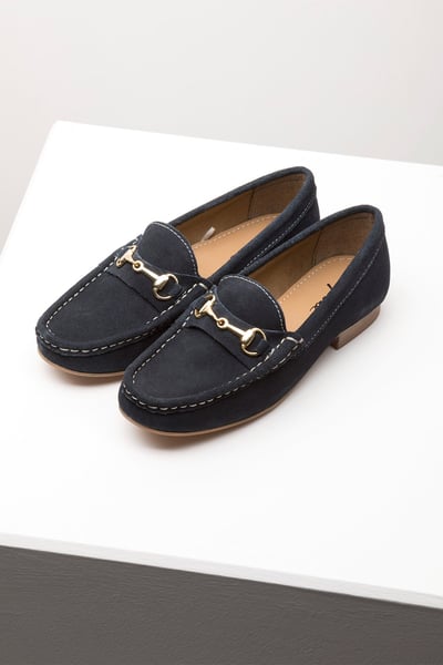 Ladies Suede Snaffle Loafers - Wrelton - Navy
