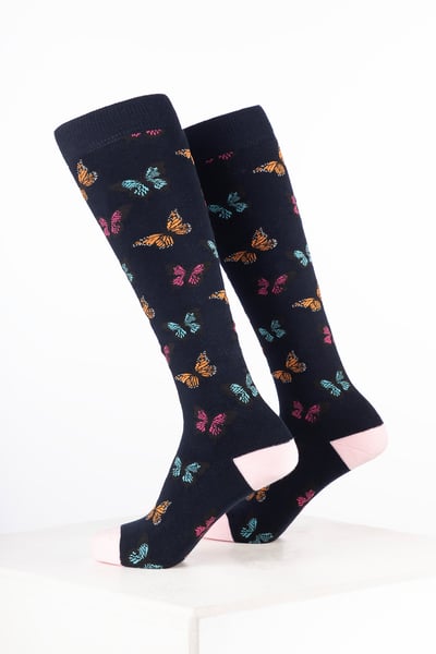 Women’s Animal Welly Socks - Butterfly Navy