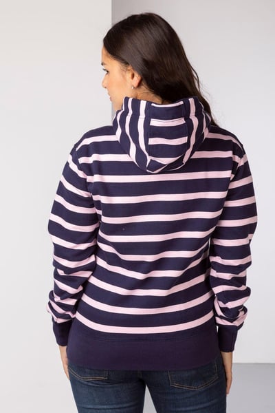 Damen Lucy Gestreifter Kapuzenpulli - Marine/Sorbet