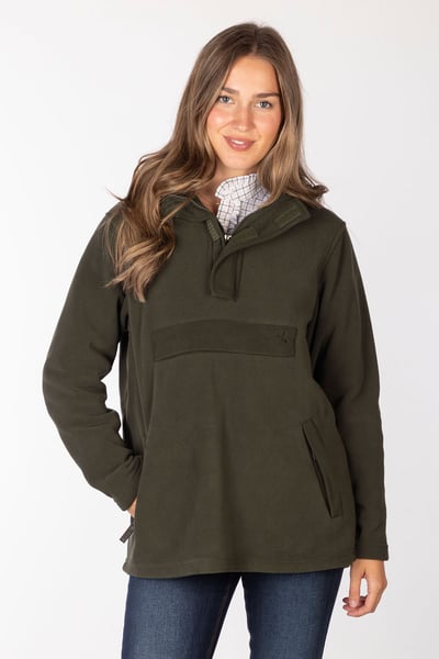 Ladies Hooded Fleece Smock - Danby - Olive
