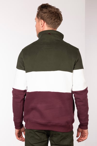 Men's Sweatshirt - Byland - Rydale Wine/White/Olive