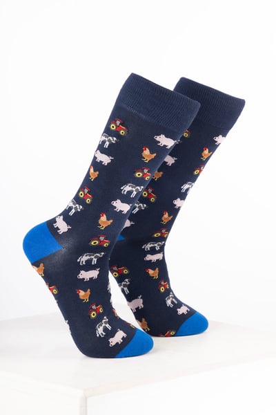 Men’s Farm Ankle Socks - Farm Yard Navy