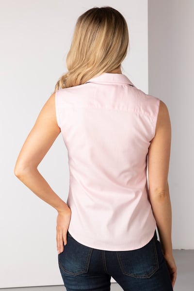 Schlichtes ärmelloses Damenhemd – Hannah - Rosa