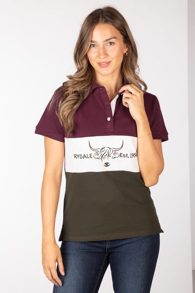 Damen Poloshirt - Byland - Kuh Oliv/Weiß/Beere
