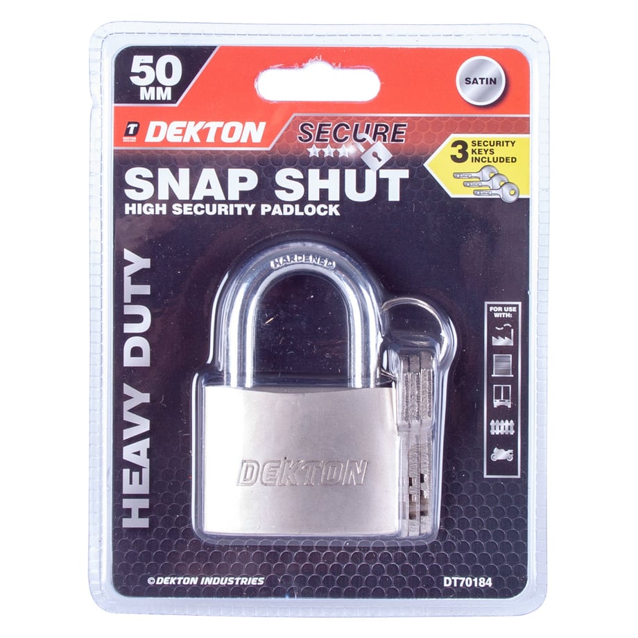 Snap Shut Padlock With 3 Keys 50mm UK
