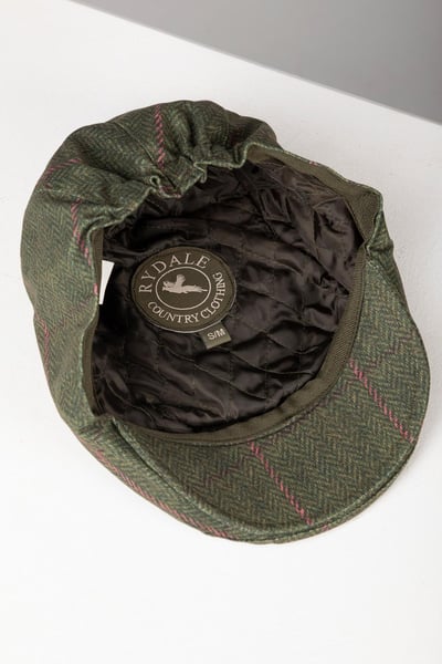 Ladies Tweed Print Flat Cap - Danby - Olive