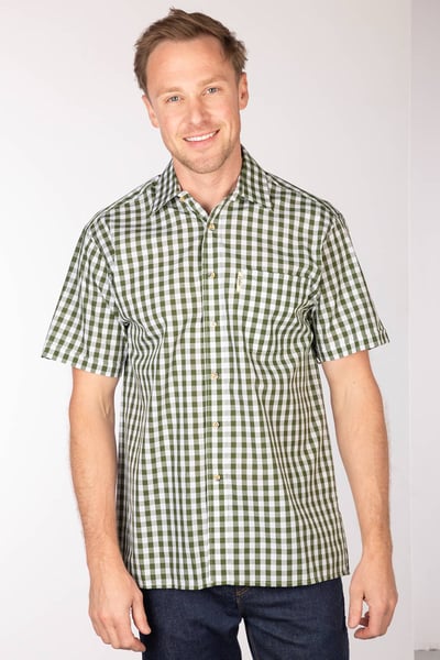 Camisa campestre de manga corta para hombre - Egton - Verde / blanca