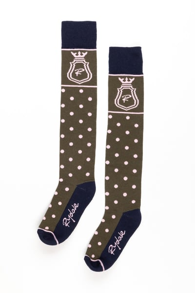 Damen Polka Dot Knielange Socken - Olive